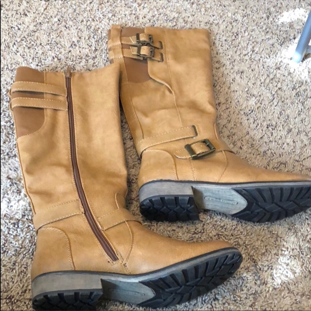 Tan knee boots